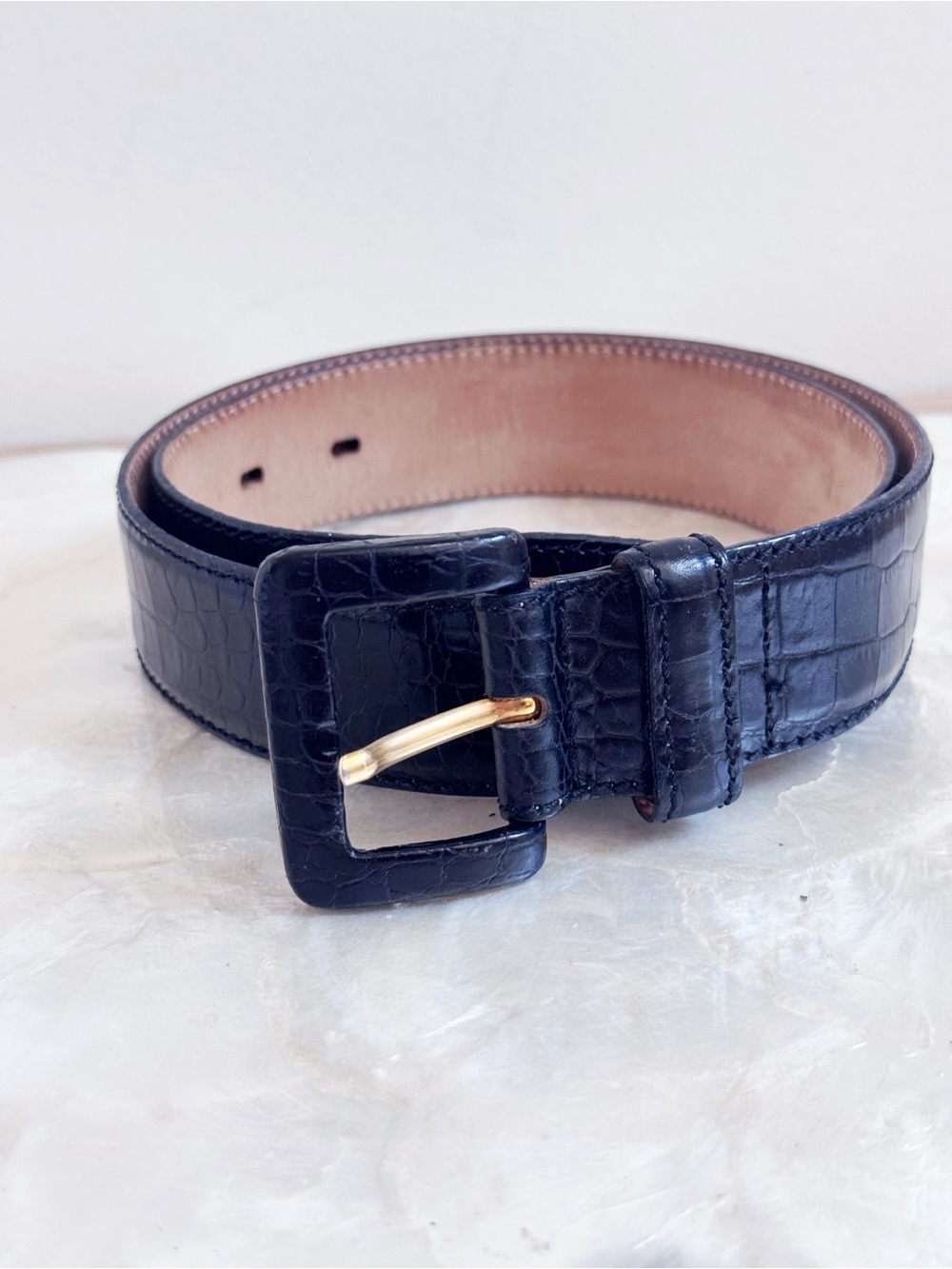 Banana Republic Black Croc Embossed Design Leather Belt Women’s S